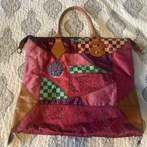 Desigual Patchwork Tote Bag Embroidered Boho Satchel Missing Strap